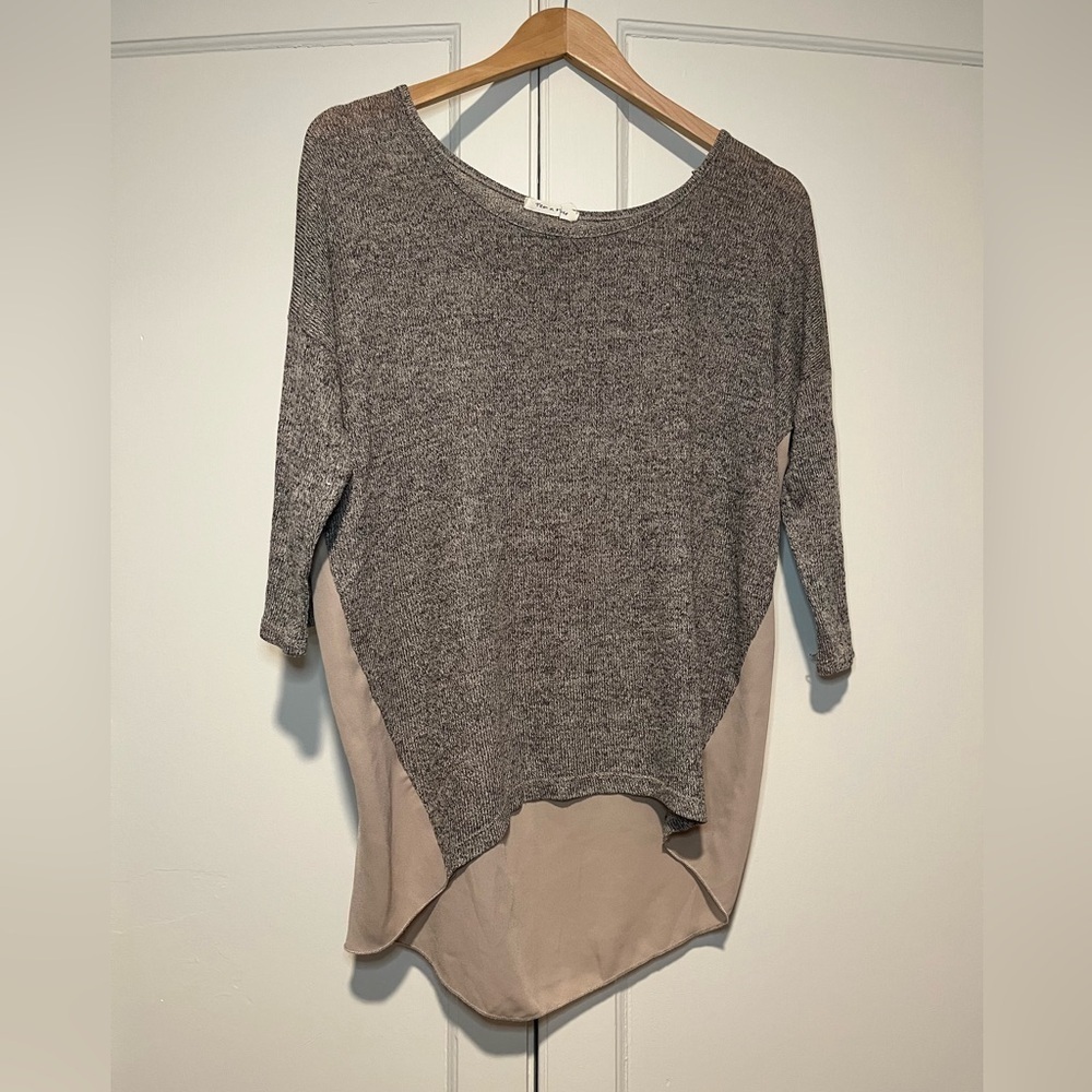 Tea N Rose Brown Knit Front Blouse